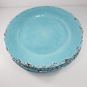 Tommy Bahama Melamine Plates Dinner Crackle Aqua Set of 6 11"